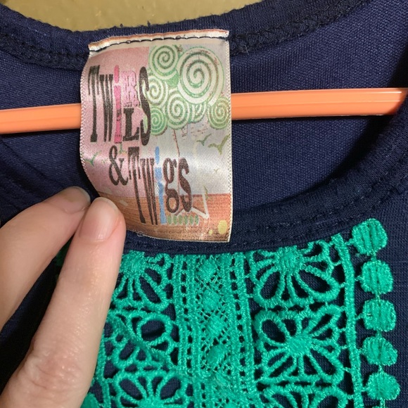 Twirls and Twigs Navy and Green Dress Sz 6 - Picture 5 of 7